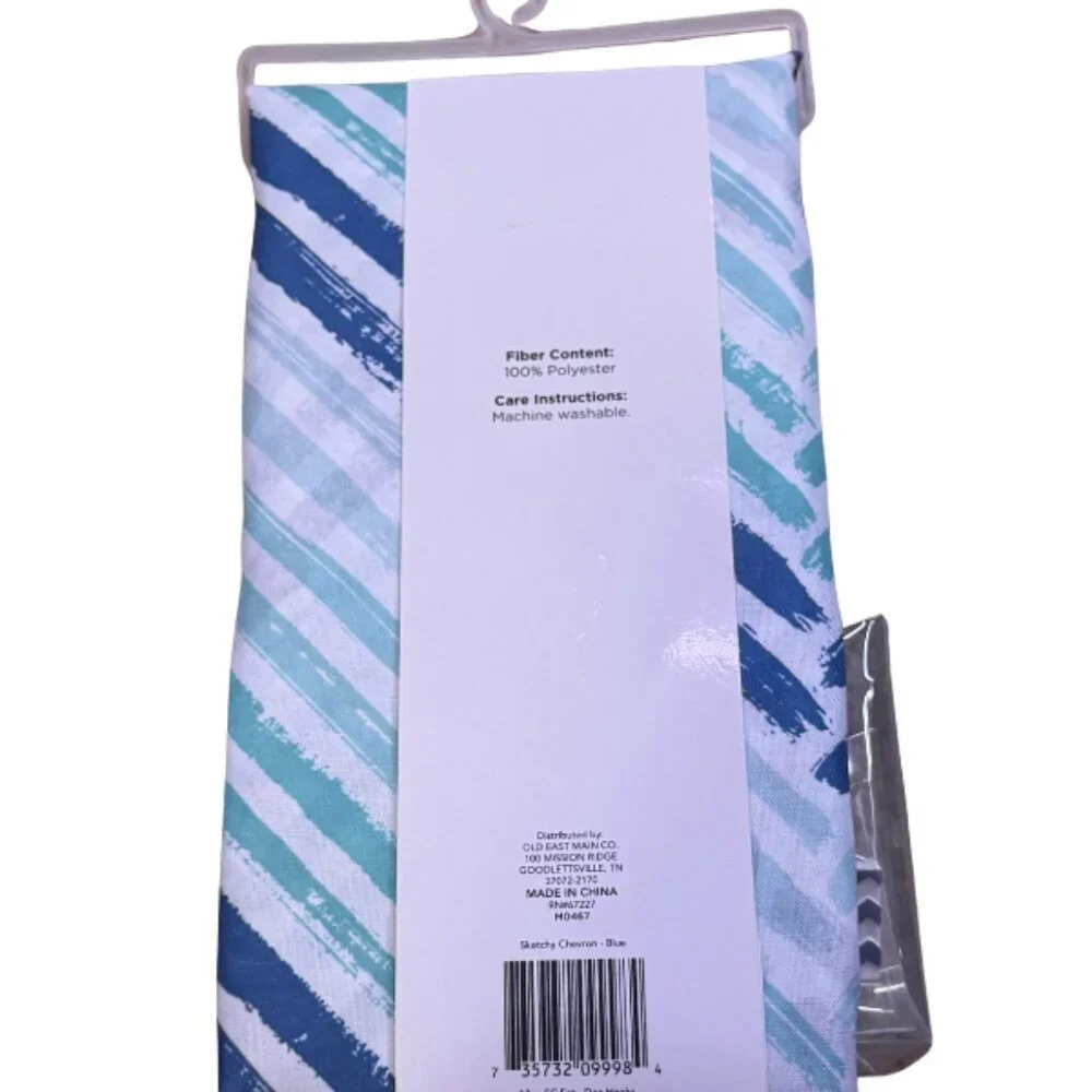 Comfort Bay 13 Pc Shower Curtain Set Blue Abstract Stripe 72x72 w/ 12 Hooks